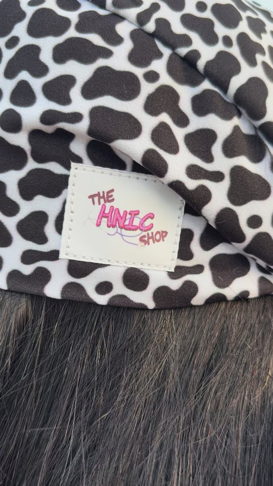Cow Print Nursing Scrub Cap